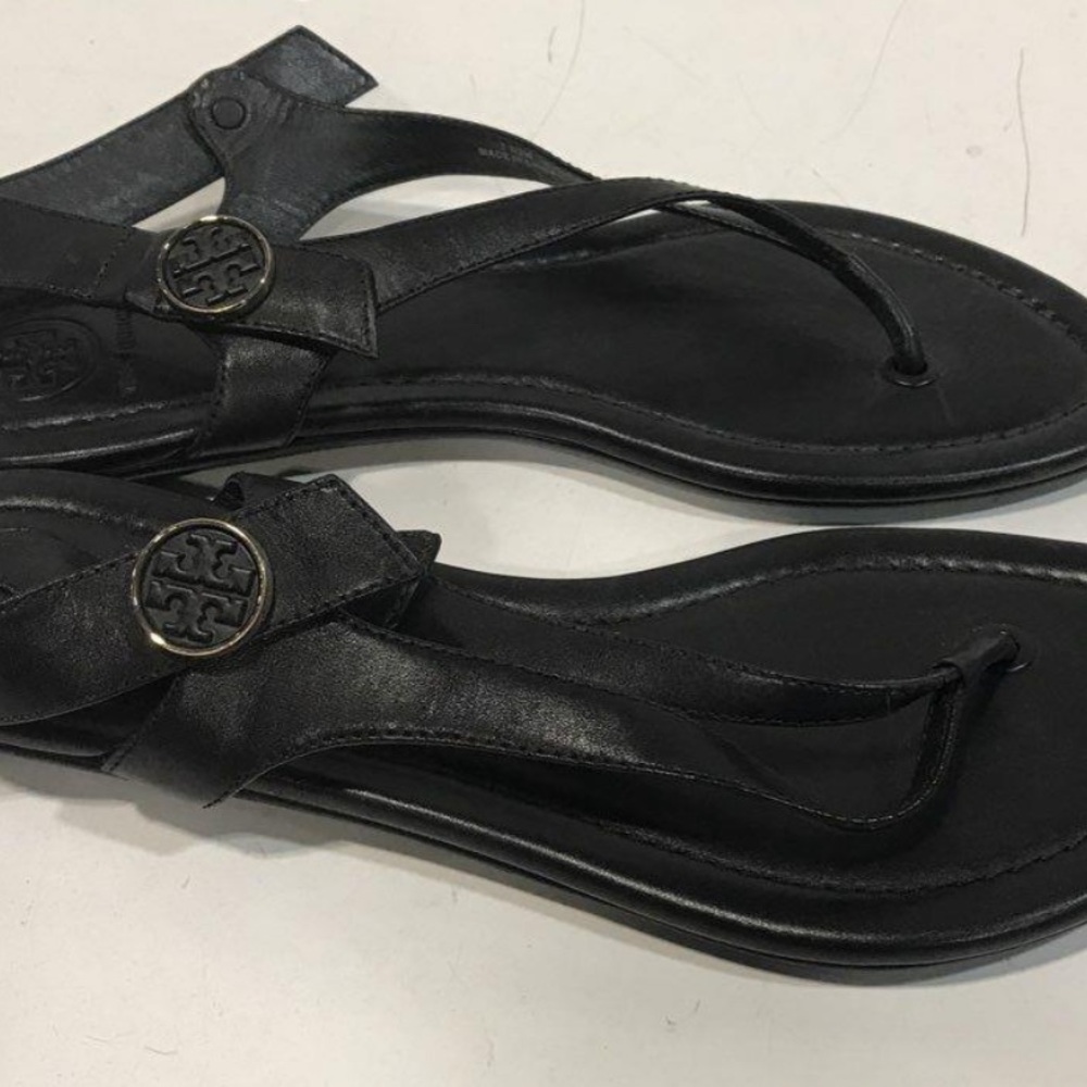 Women’s Tory Burch Black Leather Thong Sandals Size 7.5M